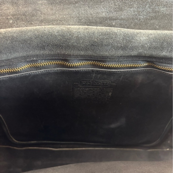 Coach Vtg NYC Shoulder Black Leather Brief - Envelope Portfolio Flannel - Picture 12 of 15